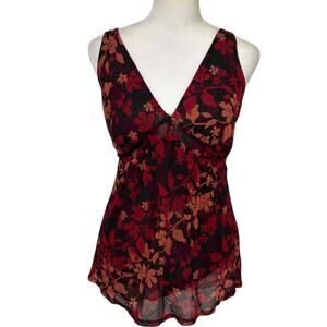 Vintage Y2K New York & Company Sheer Floral Whimsigoth Babydoll Blouse XS